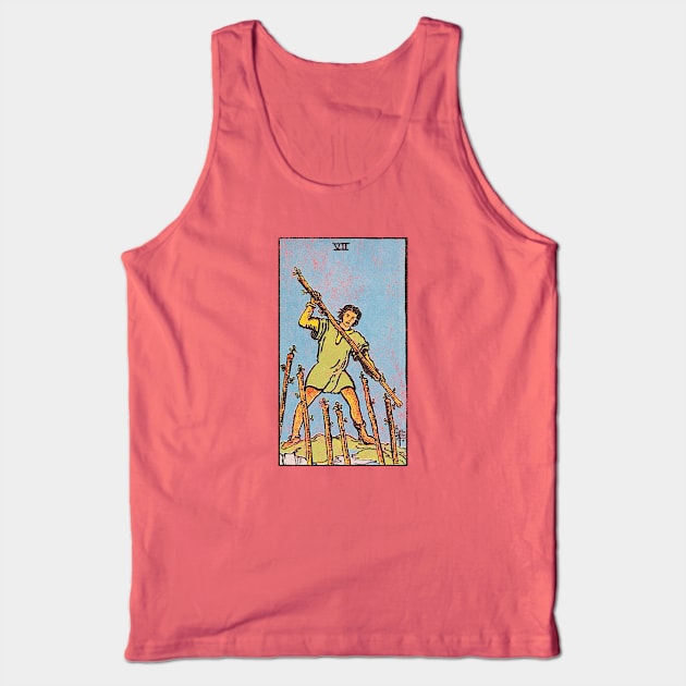 Seven of wands tarot card (distressed) Tank Top by Nate's World of Tees